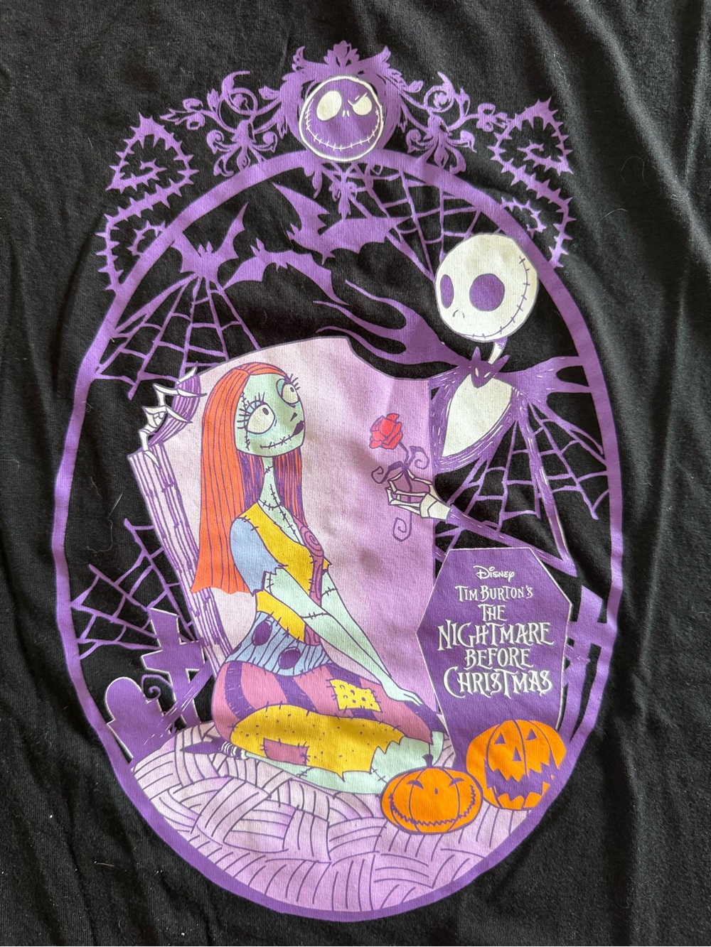 Disney The Nightmare Before Christmas Kids Black T-Shirt with Purple Graphic